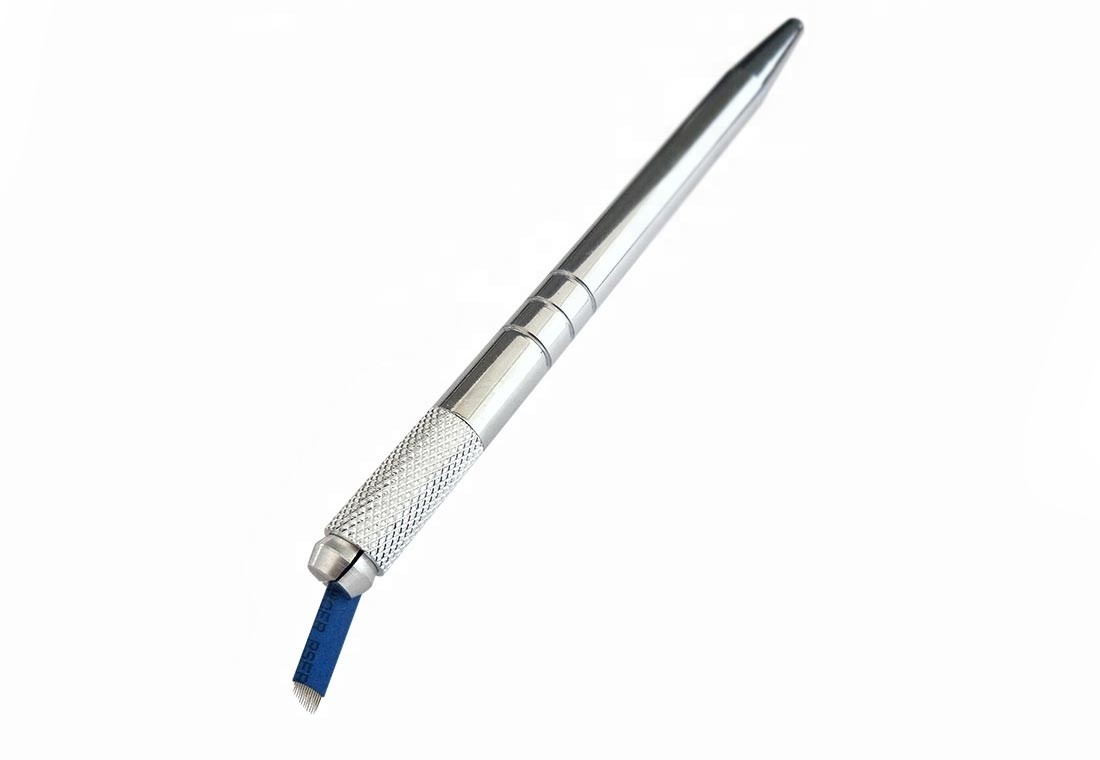 Одиночная бортовая ручка руководства металла для татуировки и конспектировать брови, серебряная ручная ручка для постоянного макияжа